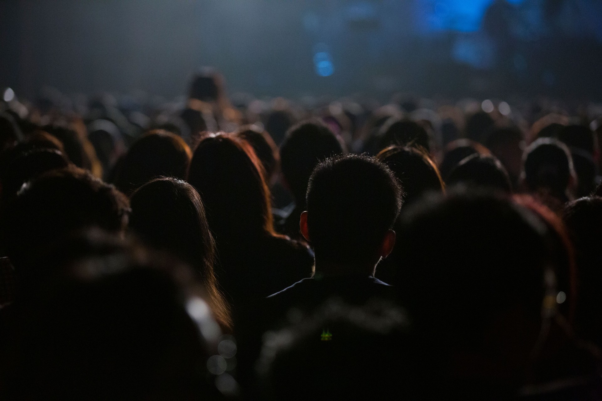 Big concert audience listening to music